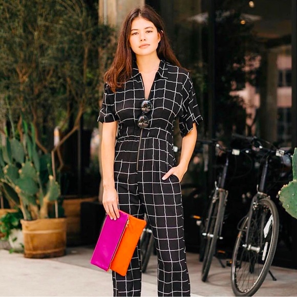 NEW Clare V Vivier Foldover Leather Clutch Bag Red & Ortensia - Picture 2 of 8